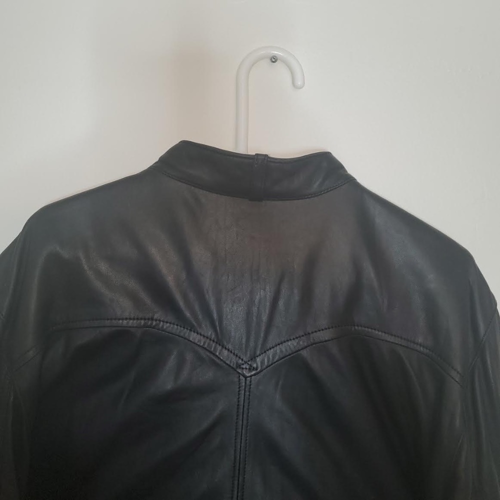 Mens Premium Black Cafe Racer Lambskin Leather Jacket - Picture 12 of 16